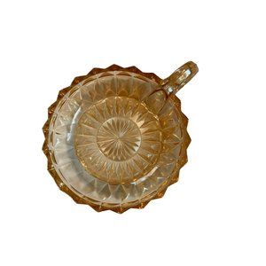 Vintage Jeanette Windsor Nappy one handled candy glass dish Peach iridescent
